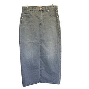 Universal Thread Gray High-Waisted Denim Midi Skirt w/ Back Slit Womens Sz 10/R